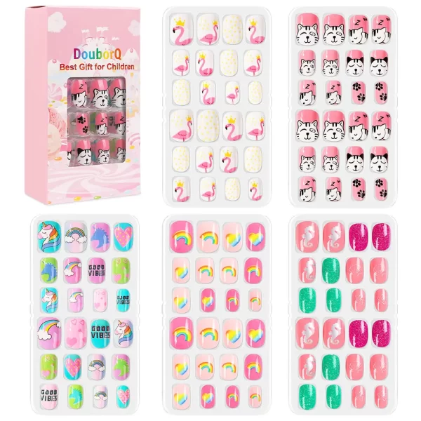 120Pcs Candy Child Nail Tips Kids False Nail Girls Cartoon Press on Nails Colorful Festival Full Cover Nails Cute Manicure Tools - Image 7