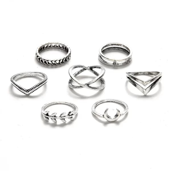VKME Bohemian Vintage Ring Geometric Metal Ring Set Women Charm Joint Ring, Party Wedding Jewelry Gifts - Image 8