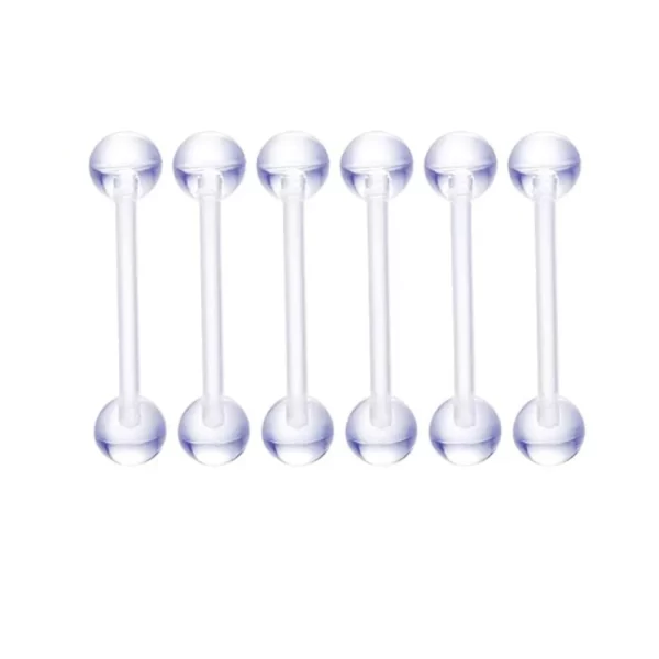 6PCS Stainless Steel Glorious Tongue Ring Bulk 14G Nipple Piercing Bar Lot Glitter Tongue Piercing Set Barbell Piercing Jewelry - Image 17