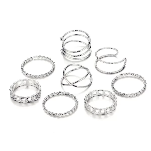 VKME Bohemian Vintage Ring Geometric Metal Ring Set Women Charm Joint Ring, Party Wedding Jewelry Gifts - Image 10