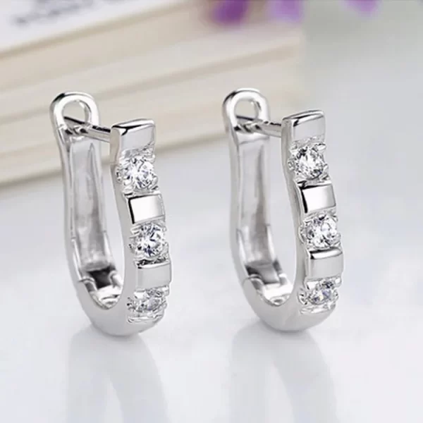 LByzHan Authentic 925 Sterling Silver Pendientes Earrings Harp Zircon Studs HorseShoe Earrings For Women Wedding Gift - Image 3