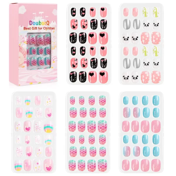 120Pcs Candy Child Nail Tips Kids False Nail Girls Cartoon Press on Nails Colorful Festival Full Cover Nails Cute Manicure Tools - Image 12