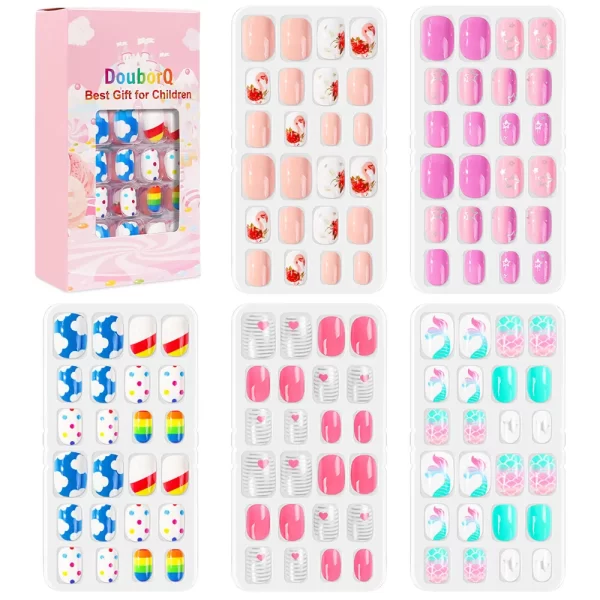 120Pcs Candy Child Nail Tips Kids False Nail Girls Cartoon Press on Nails Colorful Festival Full Cover Nails Cute Manicure Tools - Image 15