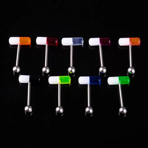6PCS Stainless Steel Glorious Tongue Ring Bulk 14G Nipple Piercing Bar Lot Glitter Tongue Piercing Set Barbell Piercing Jewelry - Image 22
