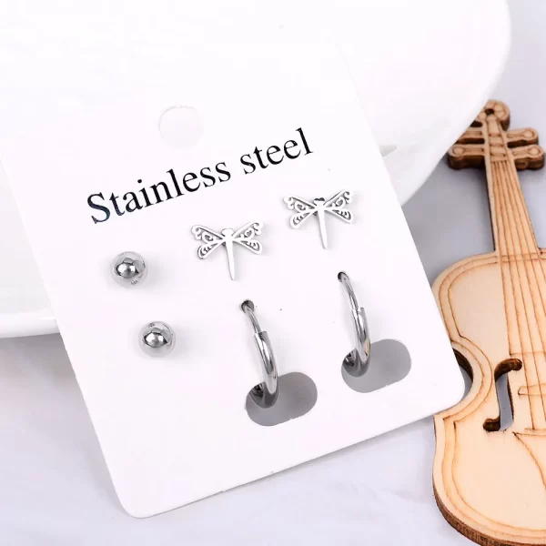 Stainless Steel Earrings Small Cute Butterfly Star Moon Heart Stud Earrings Set Punk Piercing Earing Women's Minimalist Jewelry - Image 28