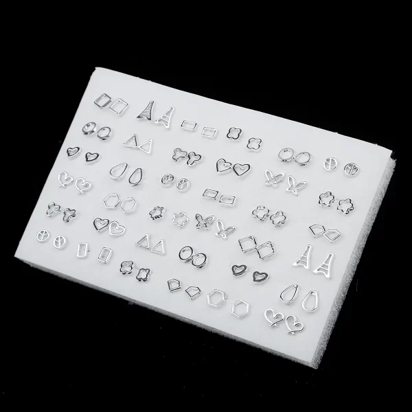 18/36Pairs Colorful Rhinestone Hollow Heart Star Flower Animal Mix Style Moon Crown Small Plastic Stud Earrings Set For Women - Image 19
