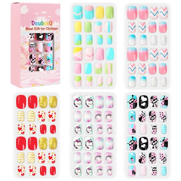 120Pcs Candy Child Nail Tips Kids False Nail Girls Cartoon Press on Nails Colorful Festival Full Cover Nails Cute Manicure Tools - Image 9