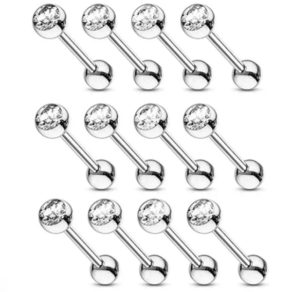 6PCS Stainless Steel Glorious Tongue Ring Bulk 14G Nipple Piercing Bar Lot Glitter Tongue Piercing Set Barbell Piercing Jewelry - Image 25