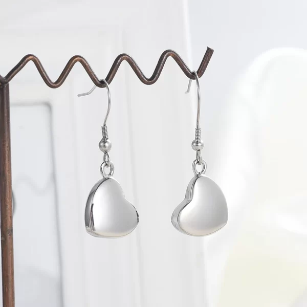 Heart Drop Urn Ash Earrings for Ashes Cremation Urn Keepsake Memorial Earrings Holder for Human Ashes Jewelry for Women Pet - Image 4