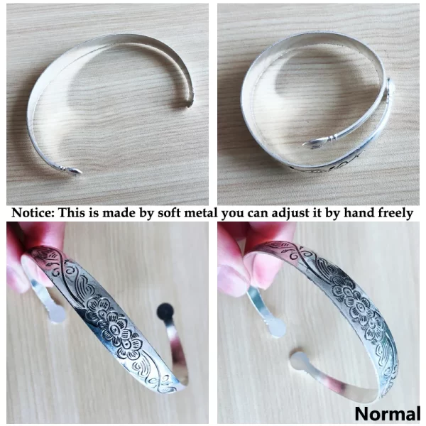 New Retro Cuff Bracelets Tibetan Silver Metal Carving Fish Elephant Flower Bangles Vintage Gypsy Jewelry Female Gifts - Image 6