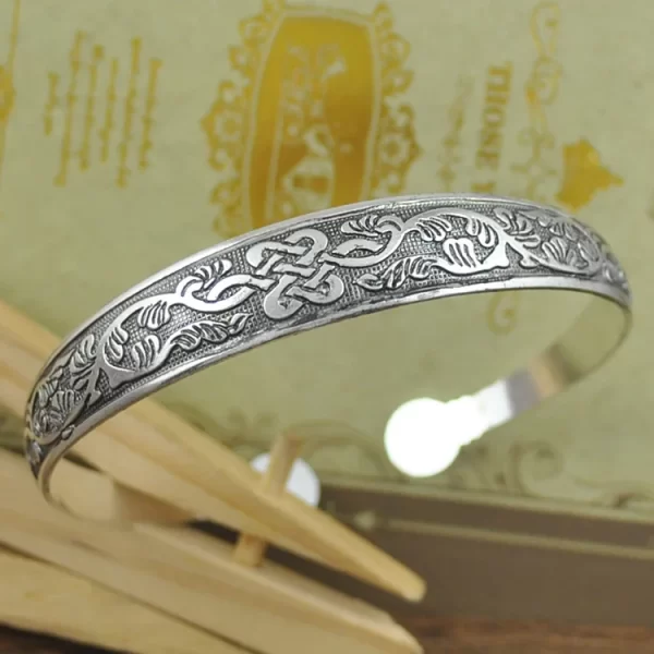 New Retro Cuff Bracelets Tibetan Silver Metal Carving Fish Elephant Flower Bangles Vintage Gypsy Jewelry Female Gifts - Image 9