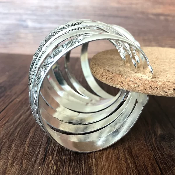 New Retro Cuff Bracelets Tibetan Silver Metal Carving Fish Elephant Flower Bangles Vintage Gypsy Jewelry Female Gifts - Image 5