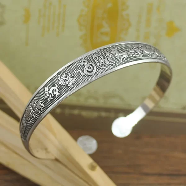 New Retro Cuff Bracelets Tibetan Silver Metal Carving Fish Elephant Flower Bangles Vintage Gypsy Jewelry Female Gifts - Image 11
