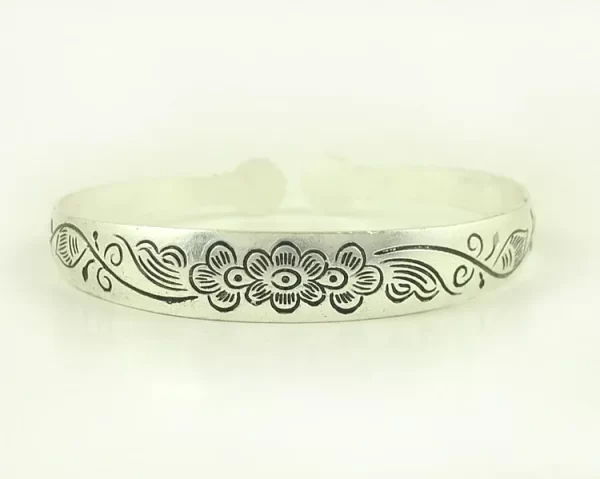 New Retro Cuff Bracelets Tibetan Silver Metal Carving Fish Elephant Flower Bangles Vintage Gypsy Jewelry Female Gifts - Image 13
