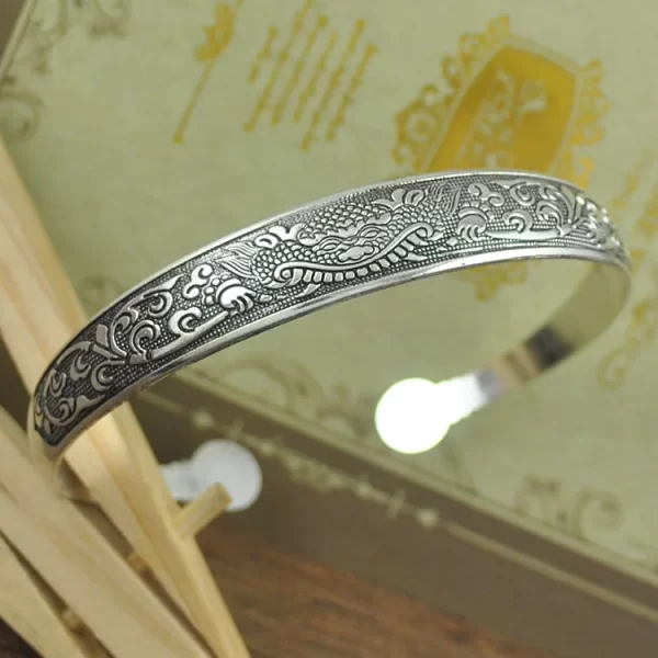 New Retro Cuff Bracelets Tibetan Silver Metal Carving Fish Elephant Flower Bangles Vintage Gypsy Jewelry Female Gifts - Image 12