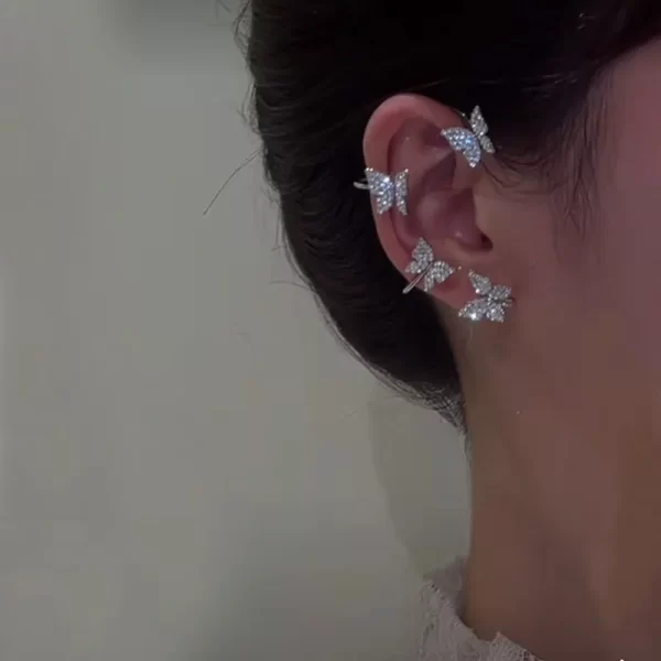 Gold Silver Color Metal Butterfly Ear Clips Without Piercing For Women Sparkling Zircon Ear Cuff Clip Earrings Wedding Jewelry - Image 14