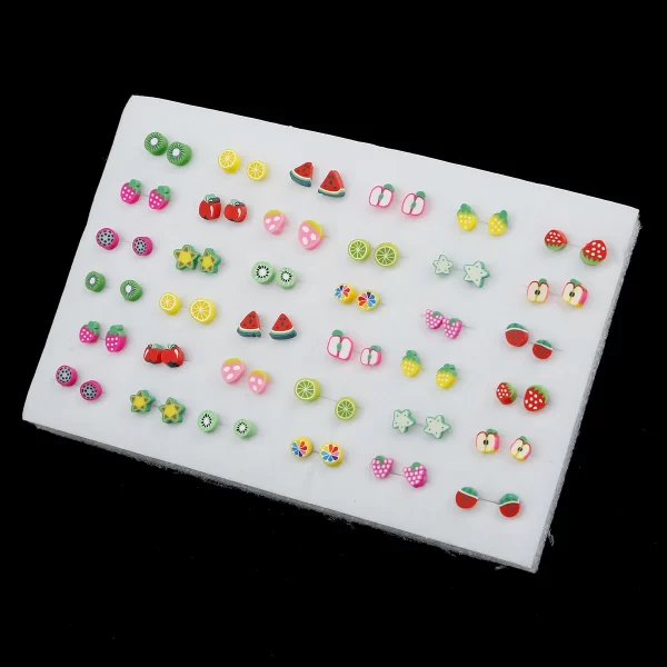 18/36Pairs Colorful Rhinestone Hollow Heart Star Flower Animal Mix Style Moon Crown Small Plastic Stud Earrings Set For Women - Image 22