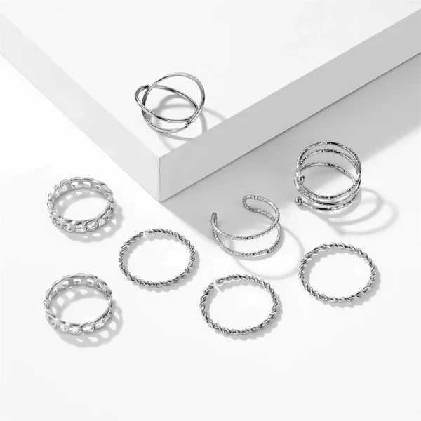 VKME Bohemian Vintage Ring Geometric Metal Ring Set Women Charm Joint Ring, Party Wedding Jewelry Gifts - Image 3