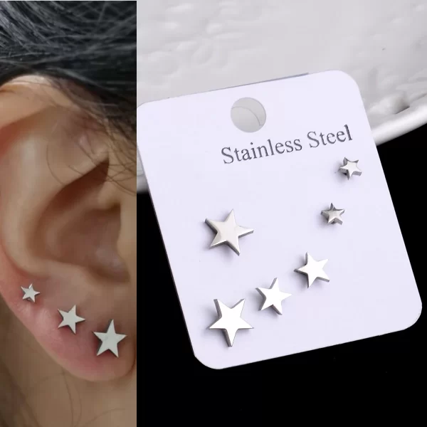 Stainless Steel Earrings Small Cute Butterfly Star Moon Heart Stud Earrings Set Punk Piercing Earing Women's Minimalist Jewelry - Image 23