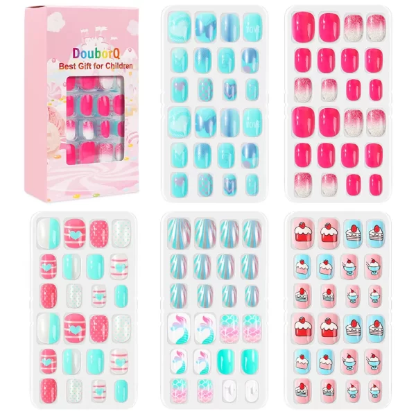 120Pcs Candy Child Nail Tips Kids False Nail Girls Cartoon Press on Nails Colorful Festival Full Cover Nails Cute Manicure Tools - Image 21
