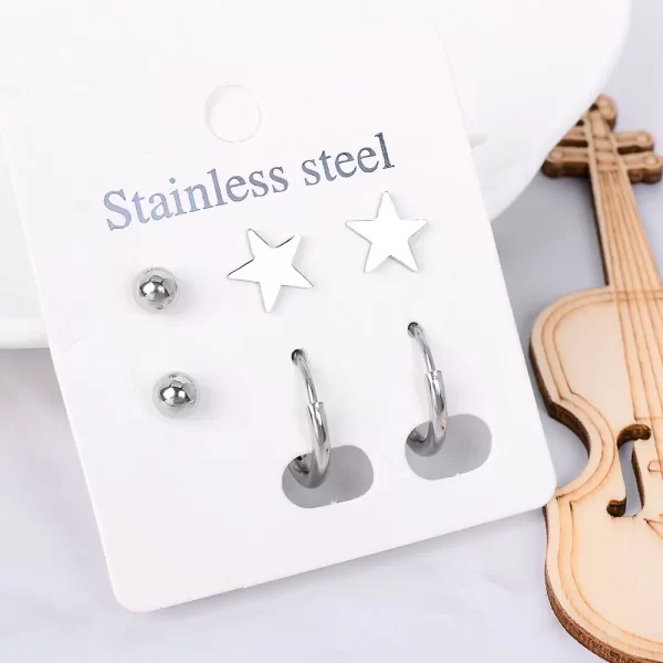Stainless Steel Earrings Small Cute Butterfly Star Moon Heart Stud Earrings Set Punk Piercing Earing Women's Minimalist Jewelry - Image 33