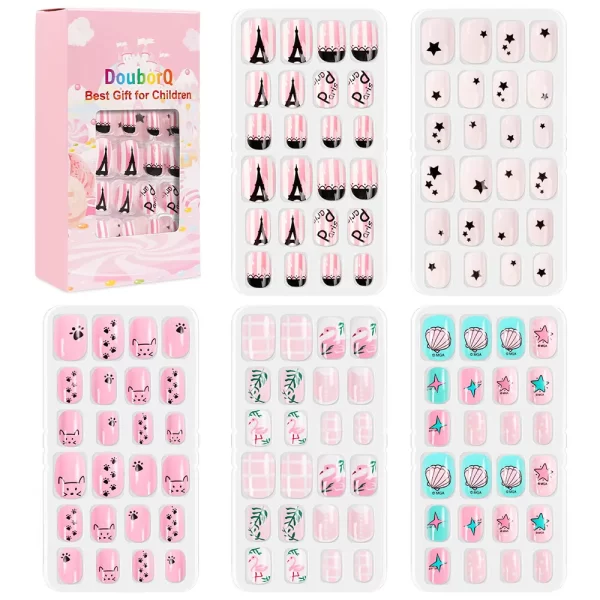 120Pcs Candy Child Nail Tips Kids False Nail Girls Cartoon Press on Nails Colorful Festival Full Cover Nails Cute Manicure Tools - Image 8