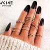 VKME Bohemian Vintage Ring Geometric Metal Ring Set Women Charm Joint Ring, Party Wedding Jewelry Gifts