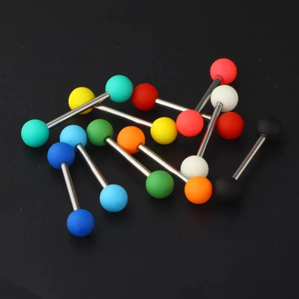 6PCS Stainless Steel Glorious Tongue Ring Bulk 14G Nipple Piercing Bar Lot Glitter Tongue Piercing Set Barbell Piercing Jewelry - Image 8
