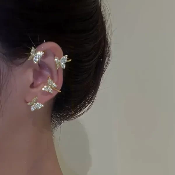 Gold Silver Color Metal Butterfly Ear Clips Without Piercing For Women Sparkling Zircon Ear Cuff Clip Earrings Wedding Jewelry - Image 17
