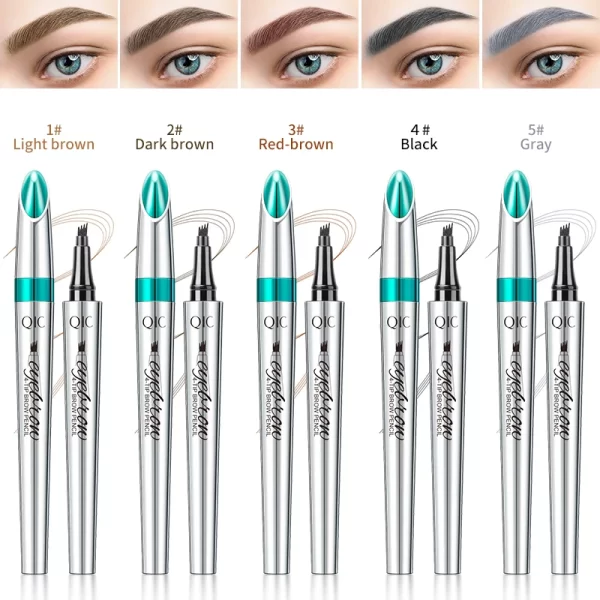 4 Points Eyebrow Tattoo Pen 5 Colors Liquid Brow Pencil Brown Microblading Ultra-Fine Eyebrow Pencil Waterproof Eyes Cosmetic - Image 2