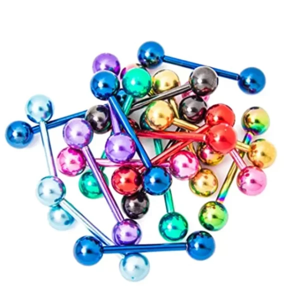6PCS Stainless Steel Glorious Tongue Ring Bulk 14G Nipple Piercing Bar Lot Glitter Tongue Piercing Set Barbell Piercing Jewelry - Image 21
