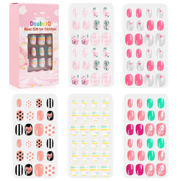 120Pcs Candy Child Nail Tips Kids False Nail Girls Cartoon Press on Nails Colorful Festival Full Cover Nails Cute Manicure Tools - Image 18