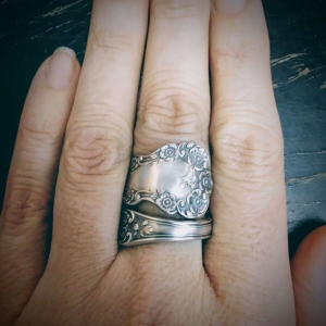 Vintage Silver Color Carving Lotus Flower Spoon Rings for Women Creativity Wedding Engagement Party Jewelry Gift