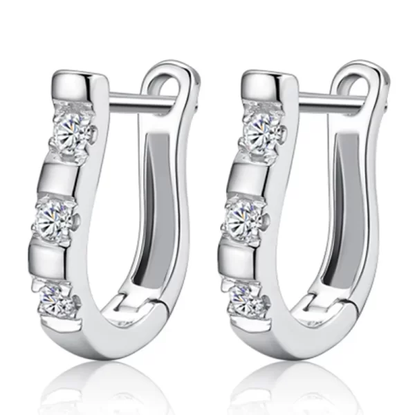 LByzHan Authentic 925 Sterling Silver Pendientes Earrings Harp Zircon Studs HorseShoe Earrings For Women Wedding Gift - Image 2