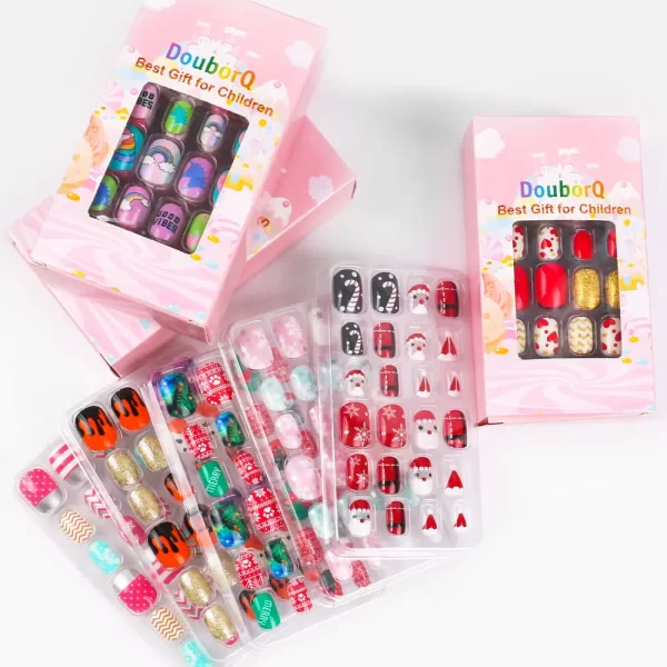 120Pcs Candy Child Nail Tips Kids False Nail Girls Cartoon Press on Nails Colorful Festival Full Cover Nails Cute Manicure Tools - Image 3