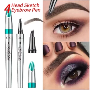4 Points Eyebrow Tattoo Pen 5 Colors Liquid Brow Pencil Brown Microblading Ultra-Fine Eyebrow Pencil Waterproof Eyes Cosmetic