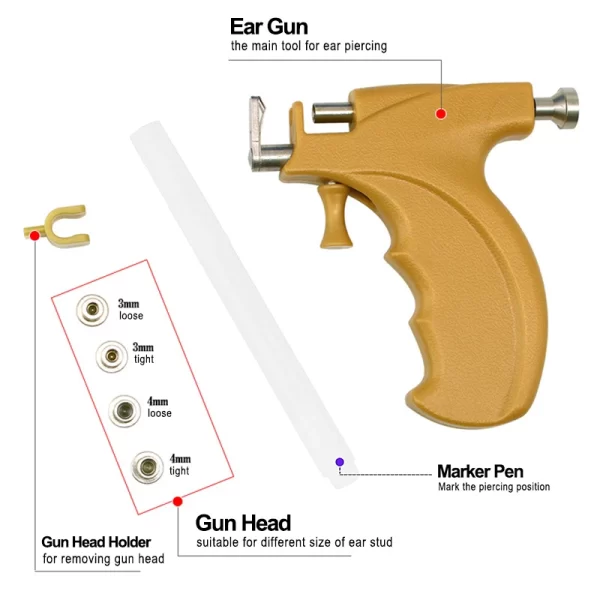 Professional Ear Piercing Gun Tools with Ear Stud Earring Sterile Nose Navel Helix Piercing Tool Set Body Jewelry Machine Kit - Image 4