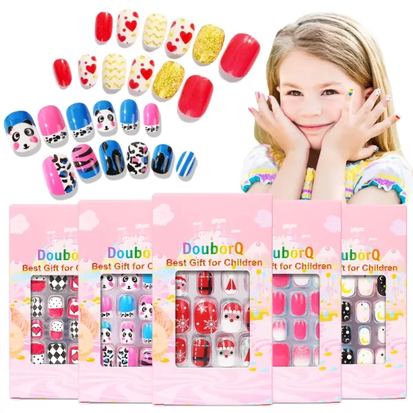 120Pcs Candy Child Nail Tips Kids False Nail Girls Cartoon Press on Nails Colorful Festival Full Cover Nails Cute Manicure Tools - Image 2
