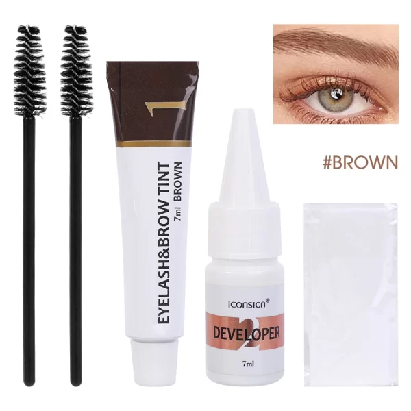 Fast Eyebrow Tint Kit Black Brown 2 in 1 Eyebrow Gel Lash Lift Tint Professional Semi-Permanent Waterproof Brow Enhancer Makeup - Image 7