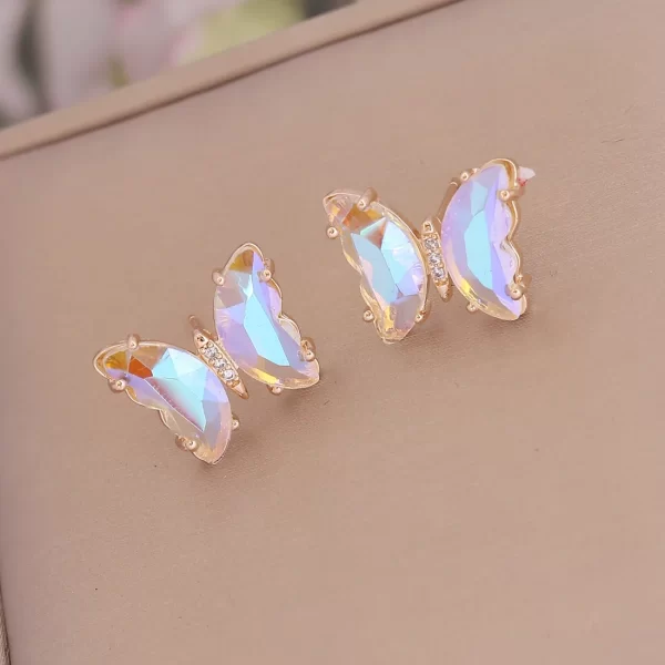 Cute 925 Silver Needle Crystal Colorful Butterfly Earrings For Women Girls Trendy Girl Friendship Insect Ear Studs Charm Jewelry - Image 7