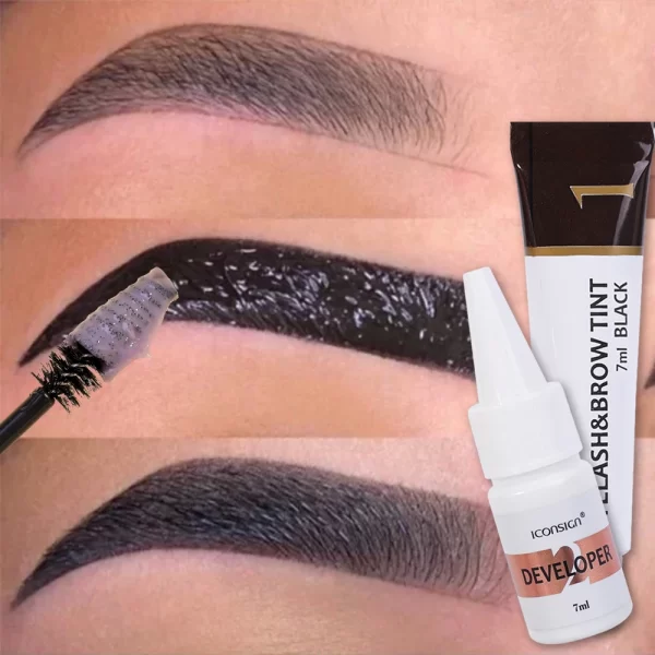 Fast Eyebrow Tint Kit Black Brown 2 in 1 Eyebrow Gel Lash Lift Tint Professional Semi-Permanent Waterproof Brow Enhancer Makeup - Image 3
