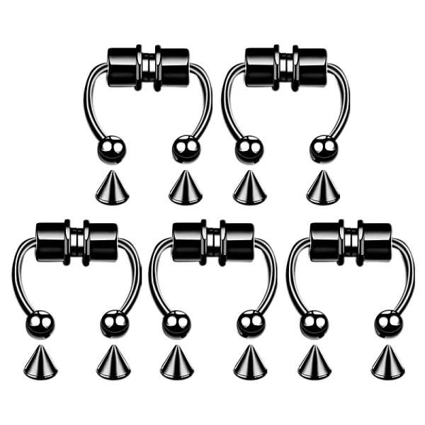 5pcs Stainless Steel Magnet Fake Nose Ring Hoop Fake Piercing Hoop Septum Rings For Women Fashion Gothic Rock Body Jewelry Gifts - Image 9