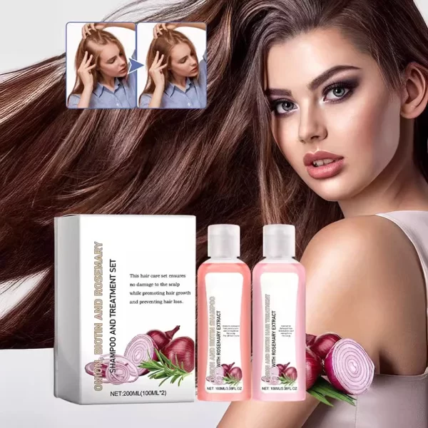 Onion Biotin Rosemary Shampoo Care Set Shampoo Conditioner For All Hair Types Hair Care Shampoo Treatment Silicone Free Shampoo - Image 2