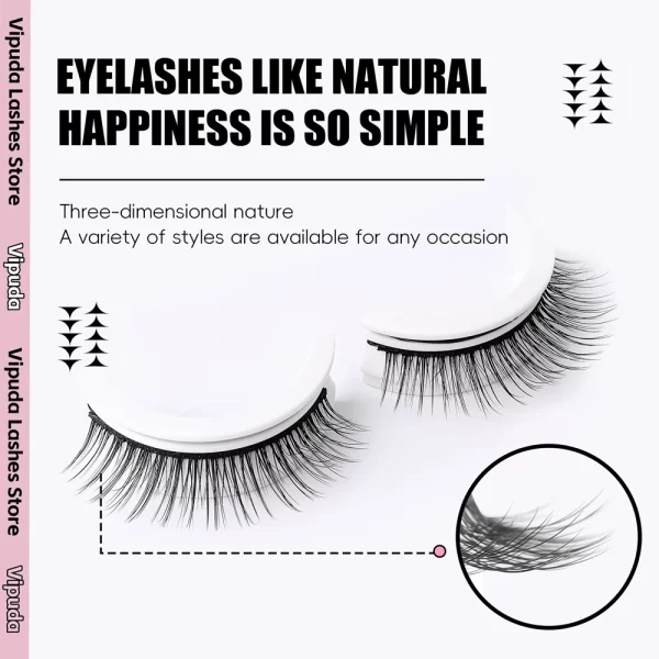 1Pair Reusable Self-Adhesive False Eyelashes Full Strip Eyelash Glue-Free 3 Seconds To Wear Lashes Extension Beauty Supplies - Image 2