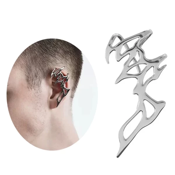 Metal Liquid Earring Eye Catching Metal Flame Ear Cuff Earring Durable - Image 2