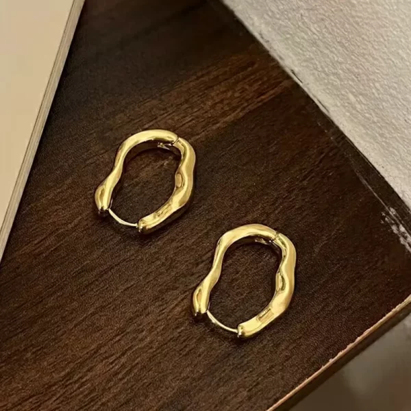 Personality Curve Metal Geometric Hoop Earrings For Women Minimalist Irregular U-Shape Ear Buckle Wedding Party Jewelry Gifts - Image 8