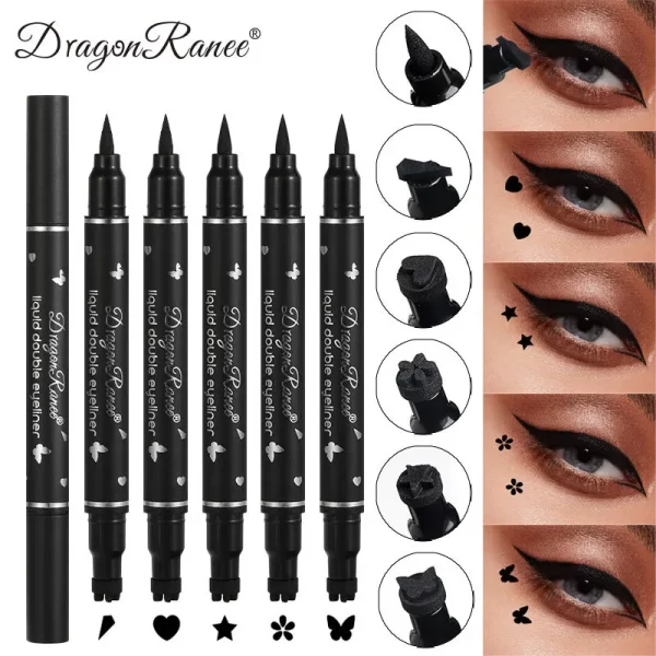 Dragon Ranee Double head Star Seal Eyeliner waterproof non-smudging novice heart plum embellished eye tail eyeliner - Image 2
