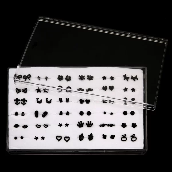 18/36Pairs Colorful Rhinestone Hollow Heart Star Flower Animal Mix Style Moon Crown Small Plastic Stud Earrings Set For Women - Image 34