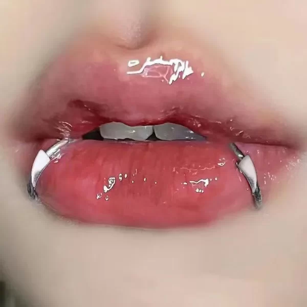 HUANZHI Stainless Steel Personalised Sharp Teeth Fake Piercing Lip Ring Punk Exaggerated Jewelry for Women Gothic Body Jewelry - Image 3