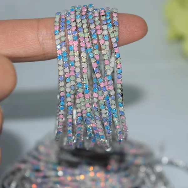 50pcs/Set Fashion Gold Multiple Colour Crystal Rhinestone Elastic Bracelet Bangle Bling Wristband Women Wedding Bridal Jewelry - Image 9